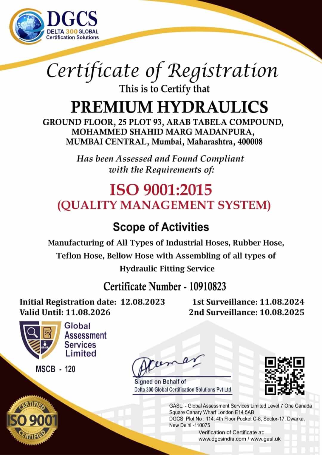 Hydraulic Systems S.r.l. Certificate MEDD00002J7